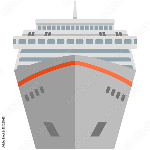 Cruise ship vector travel luxury sea boat front view