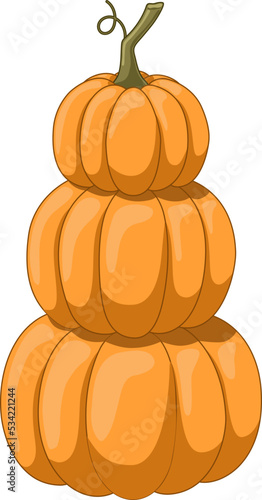 Stack of orange pumpkins vector illustration