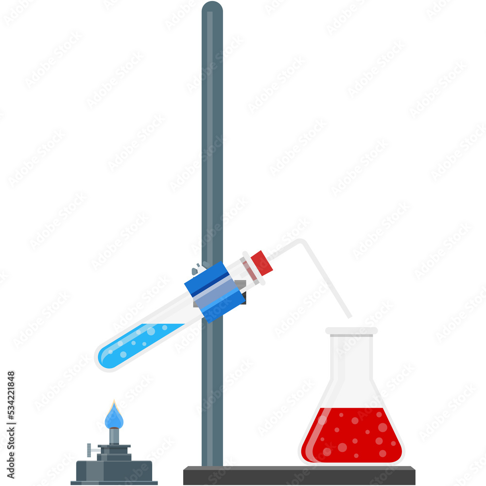 Lab chemistry equipment vector experiment illustration on white Lab chemistry equipment vector experiment illustration on white