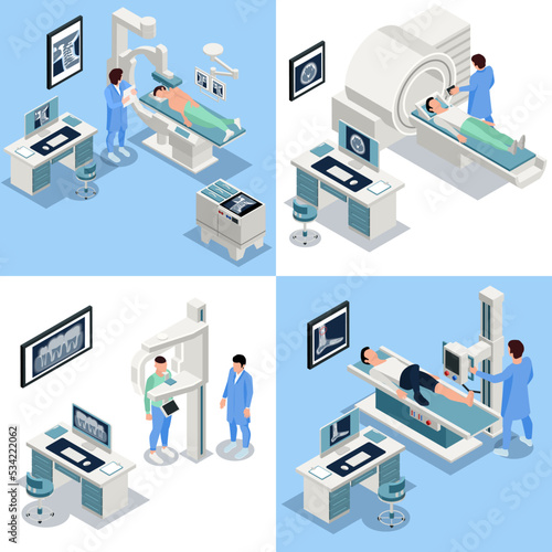 X-ray Isometric Concept Icons Set