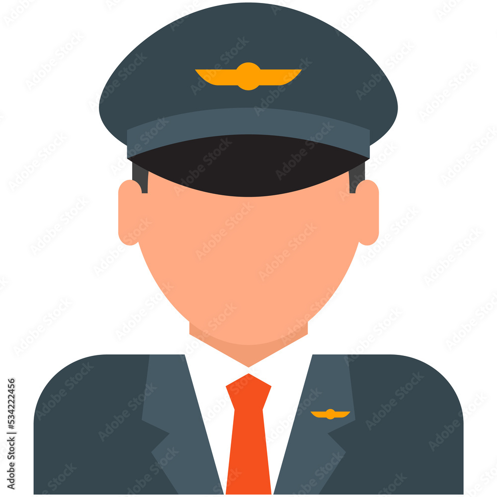 Pilot in hat uniform icon vector airplane driver on white Pilot in hat uniform icon vector airplane driver on white