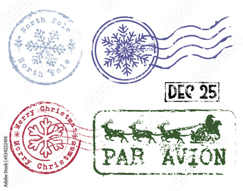 Beautiful retro, aged Christmas rubber stamp collection vector