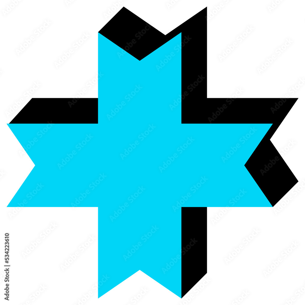 Obraz premium Geometric object in black and blue colors. PNG with transparent background