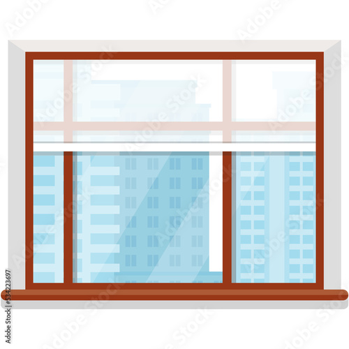Vector panoramic window with skyscrapers house view
