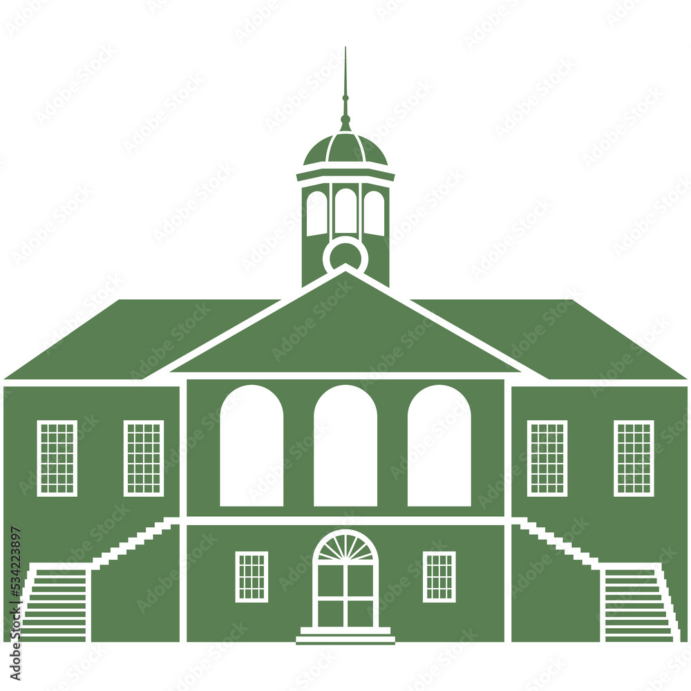 School icon vector building silhouette isolated illustration