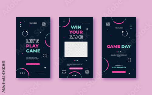 E-sports gaming social media story template with neon	