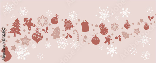Christmas decoration background. Christmas holiday ornamental graphic. Vector illustration.