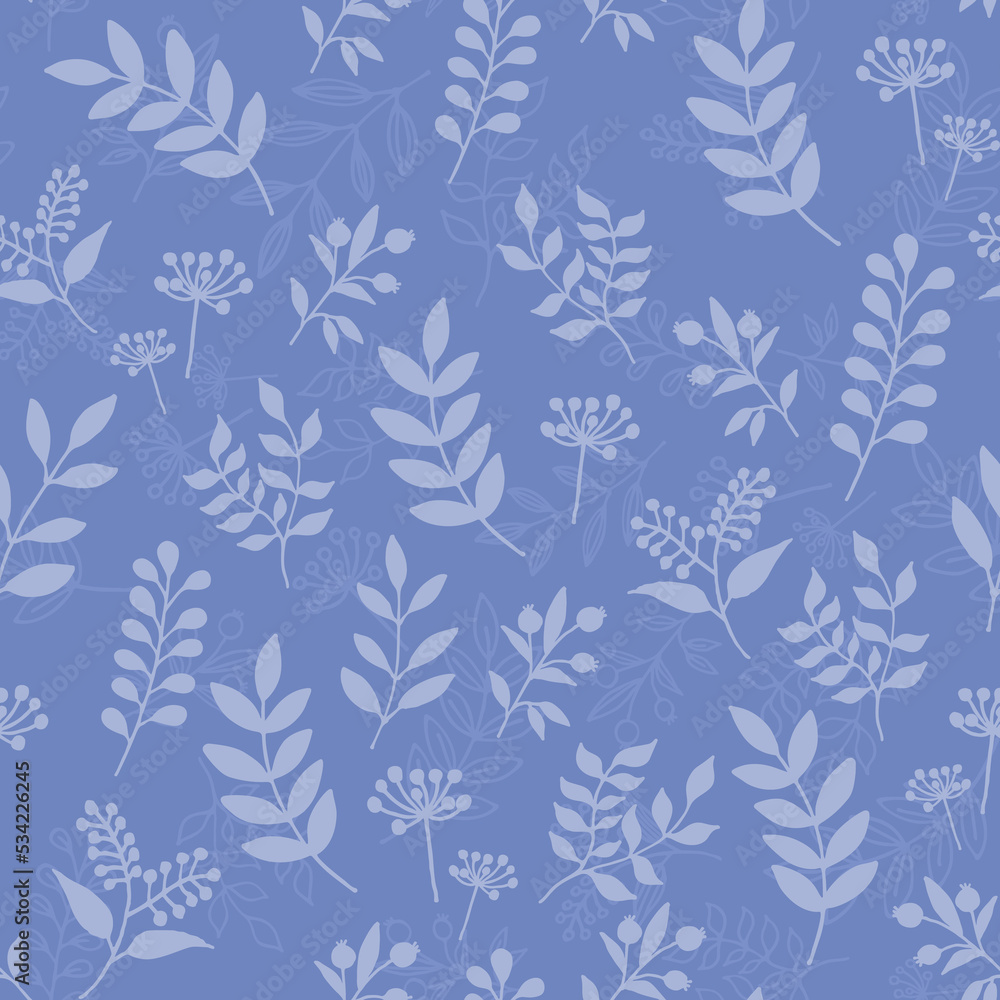 Blue seamless wallpaper pattern vector background with leaves Blue seamless wallpaper pattern vector background with leaves