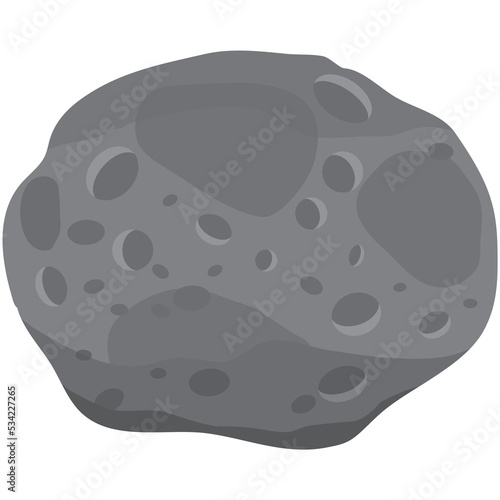 Asteroid vector, space cartoon stone icon on white