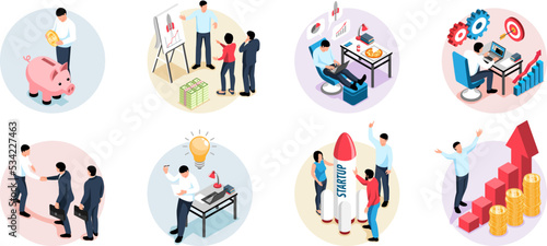 Isometric Business Growth Set