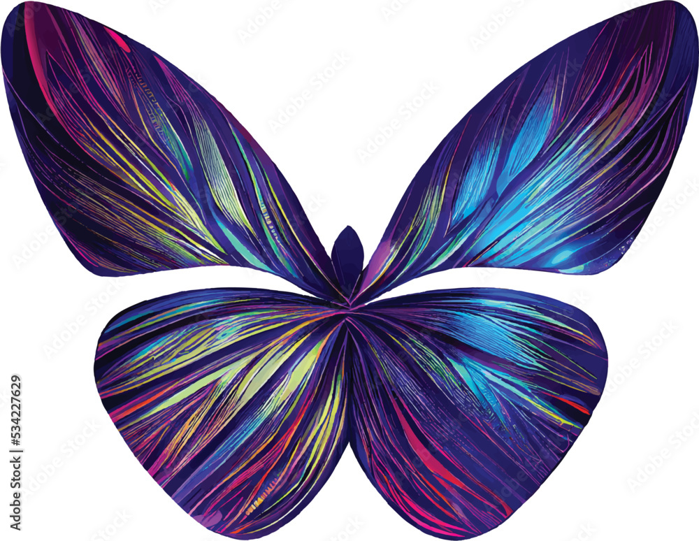 Glowing neon butterfly vector on a white background Glowing neon butterfly vector on a white background