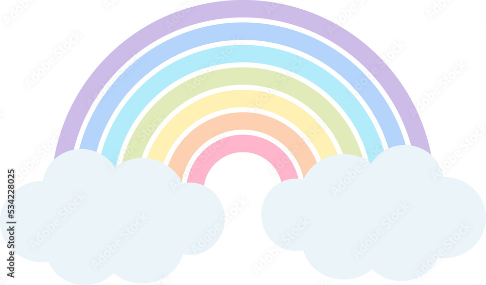 Pastel Rainbow with Cloud for Decoration