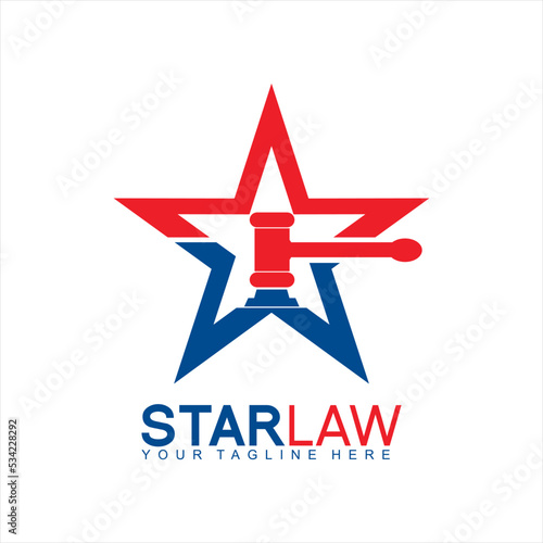 Vector logo design star illustration with law firm concept.