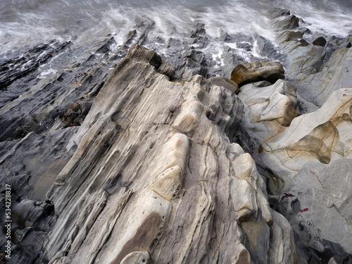 Tafoni Rock and cavernous weathering at coastline  Bean Hollow, California