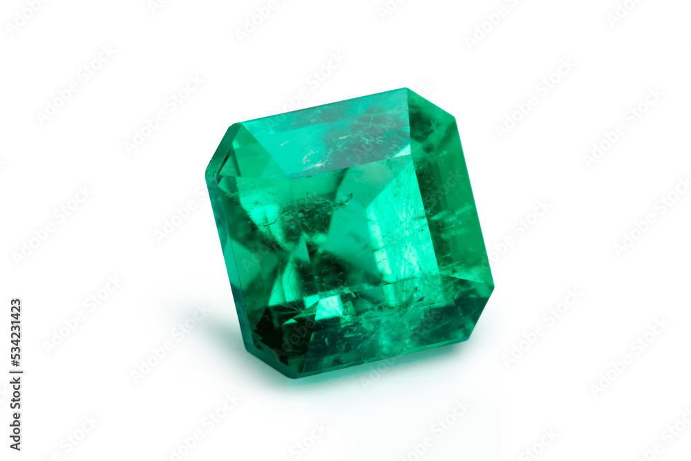 natural green emerald sapphire precious gemstone isolated on white background natural green emerald sapphire precious gemstone isolated on white background