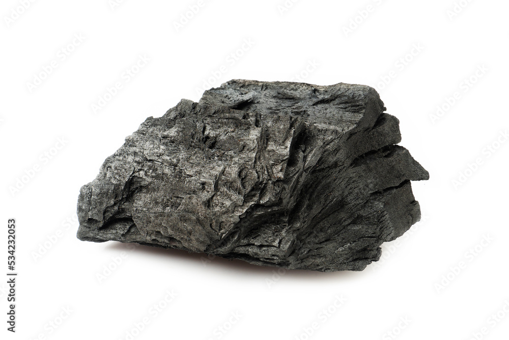 Coal isolated on white background close up shot Coal isolated on white background close up shot
