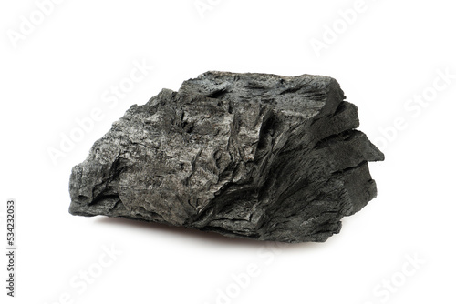 Coal isolated on white background close up shot