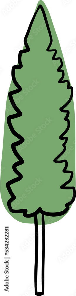 simplicity pine tree freehand drawing flat design. simplicity pine tree freehand drawing flat design.
