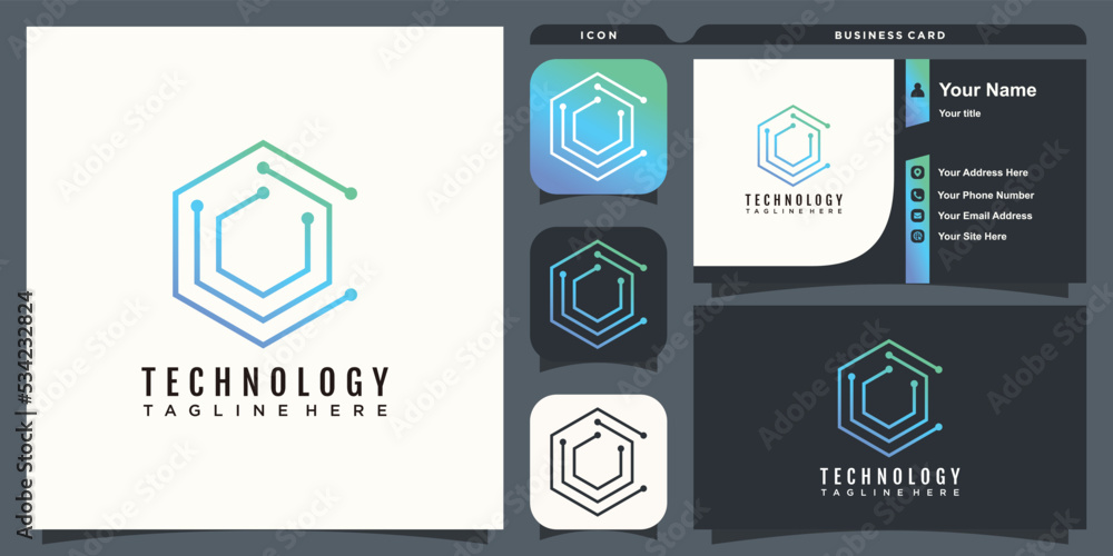 Hexagon logo with technology design concept Stock Vector | Adobe Stock