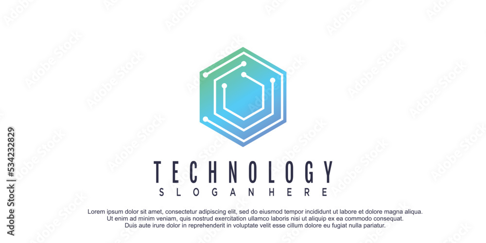 Hexagon logo with technology design concept Stock Vector | Adobe Stock