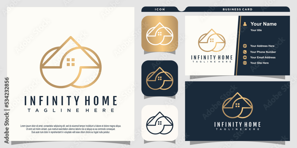 Home logo design with business card template for property aset Home logo design with business card template for property aset
