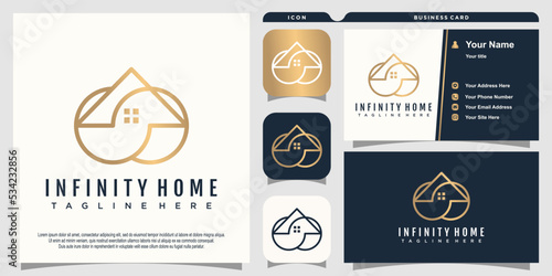Home logo design with business card template for property aset
