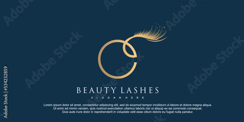Beauty lashes with letter c concept premium vector
