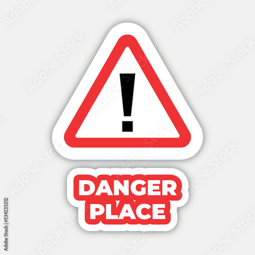 danger place traffic sign editable modern vector icon and text effect design