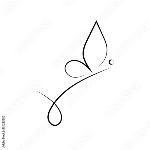 Canvas Print Line sketch of butterfly flight, beauty salon logo