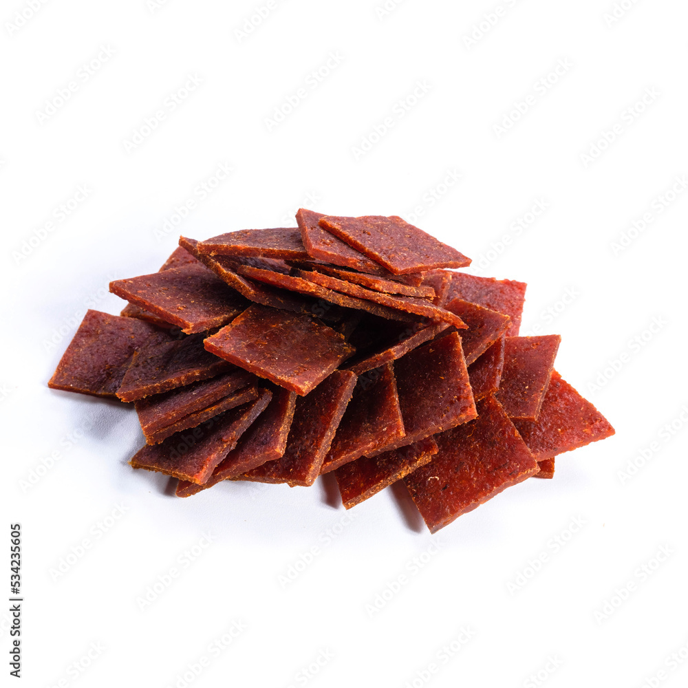 dried fish stick with pepper, snacks for beer isolated on white background dried fish stick with pepper, snacks for beer isolated on white background