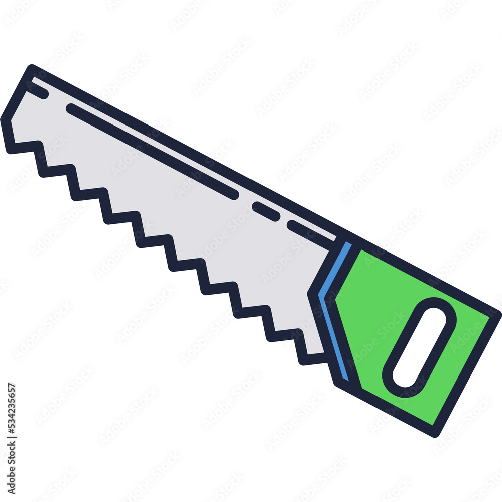 Hand saw vector icon isolated carpenter tool