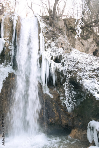 Iced winter beauty - frozen waterfall Ripaljka in Sokobanja resort of Serbia photo