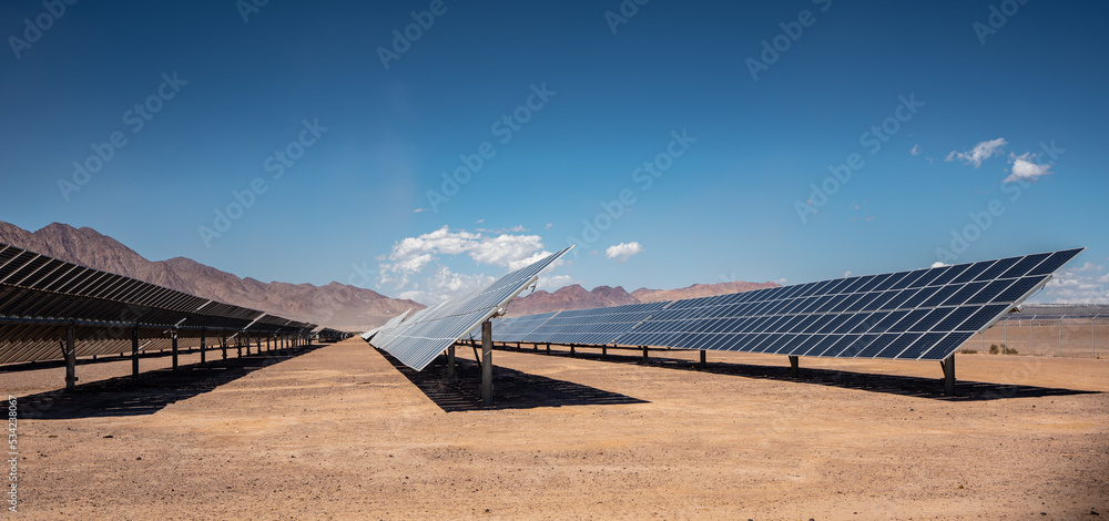 solar panels field in desert of nevada