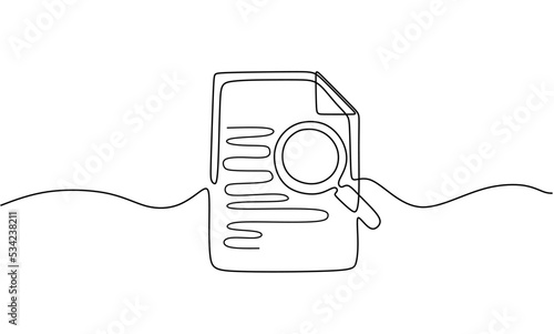 continuous line drawing document paper vector illustration