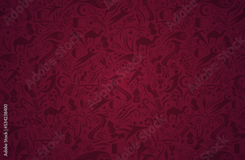 Football soccer seamless pattern red background Vector illustration