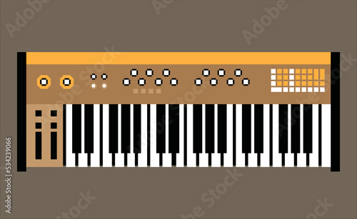 Synthesizer, retro style, pixel art vector illustration