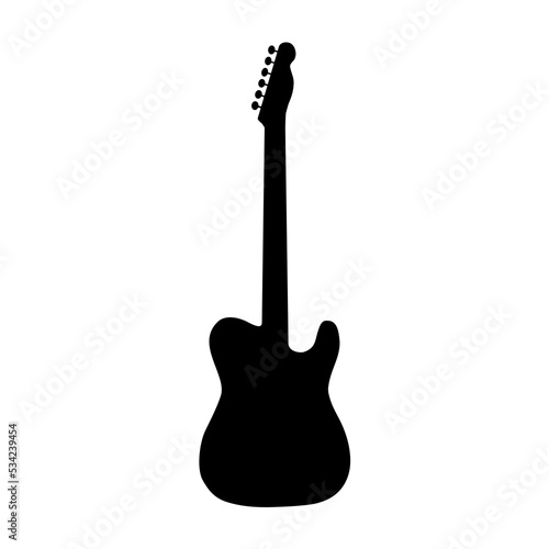 Electric guitar black shadow isolated on white background. Electric guitar outline Vector	