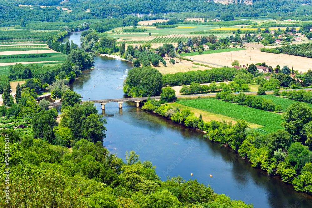 View across the Dordogne valley from Domme, France