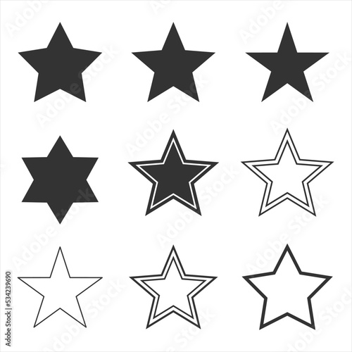 Collection of star symbols isolated on white background