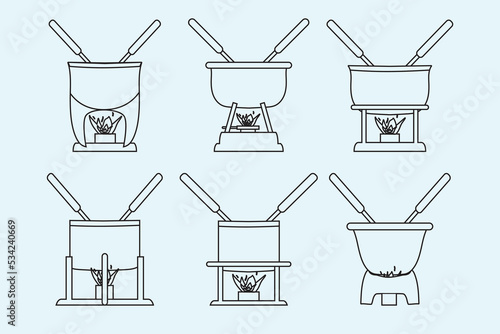 caquelon fondue food design flat vector isolated illustration
