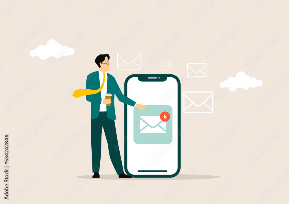email inbox, online communication, and e-mail marketing on a mobile phones. vector illustration concept. email inbox, online communication, and e-mail marketing on a mobile phones. vector illustration concept.