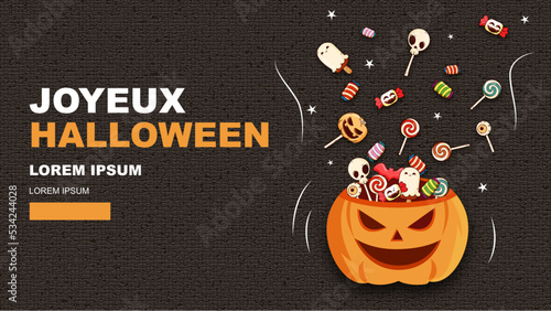 Halloween banner. Citrouille. Vector Illustration