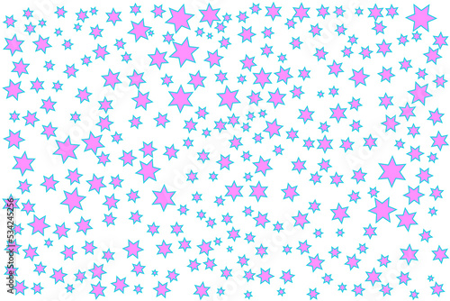 Pink stars pattern with blue borders on white background