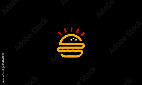 Line Art burger hamburger logo icon design