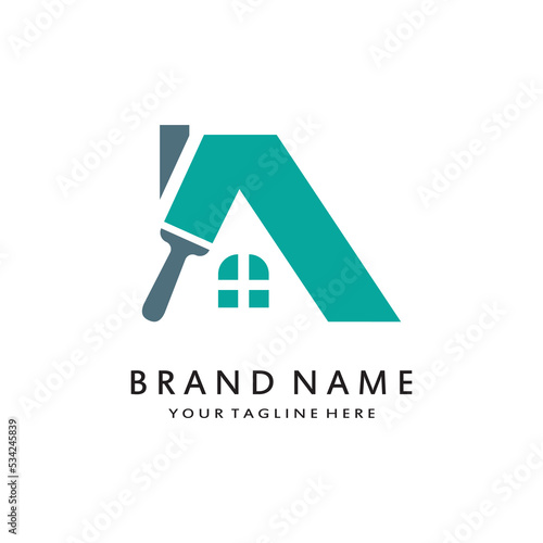 vector template house painting logo design. multi color home painting, decoration and repair services