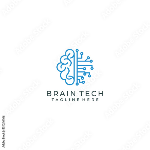 Brain Tech logo desing icon vector
