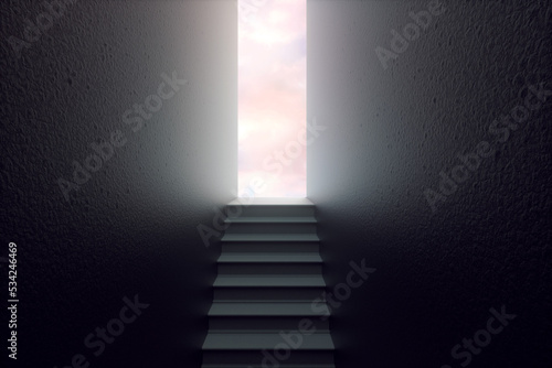 staircase up, 3d render, leadership concept