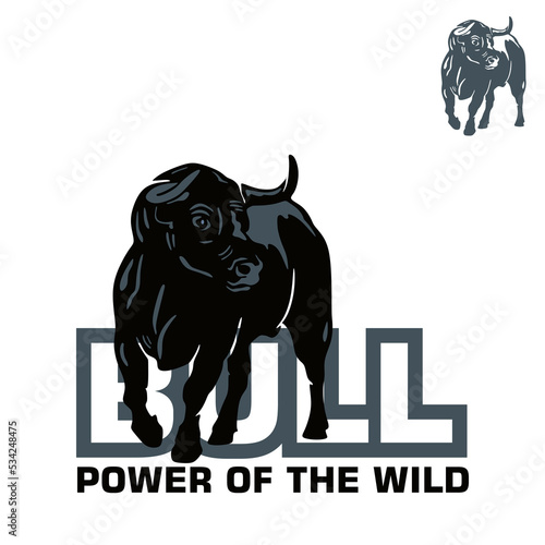 great angry bull logo, silgouette of wild cattle vector illustrations photo