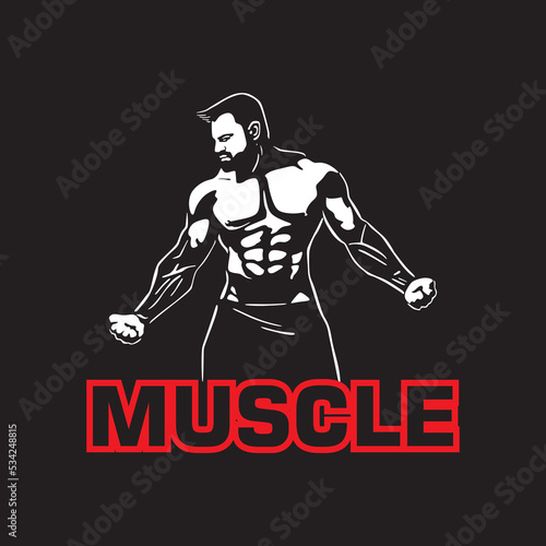 strong man logo, silhouette of male with body muscle, vector illustrations