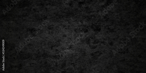 Dark black grunge textured concrete background. Panorama dark grey black slate background or texture. Vector black concrete texture. Stone wall background.
